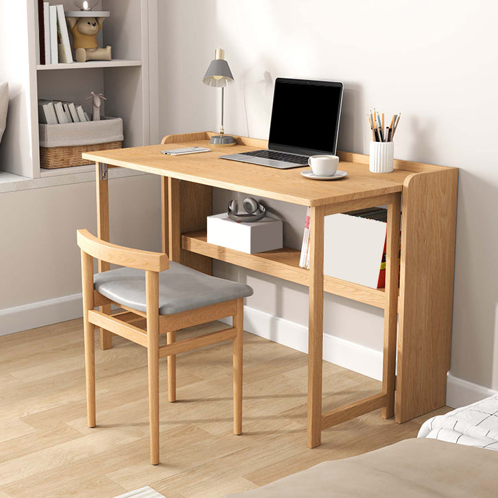 Writing Desk Solid Wood Desk and Chair Home Foldable with Storage Shelves