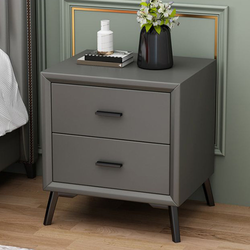 Faux Leather Upholstery Kids Nightstand Pine Nightstand with 2 Drawers