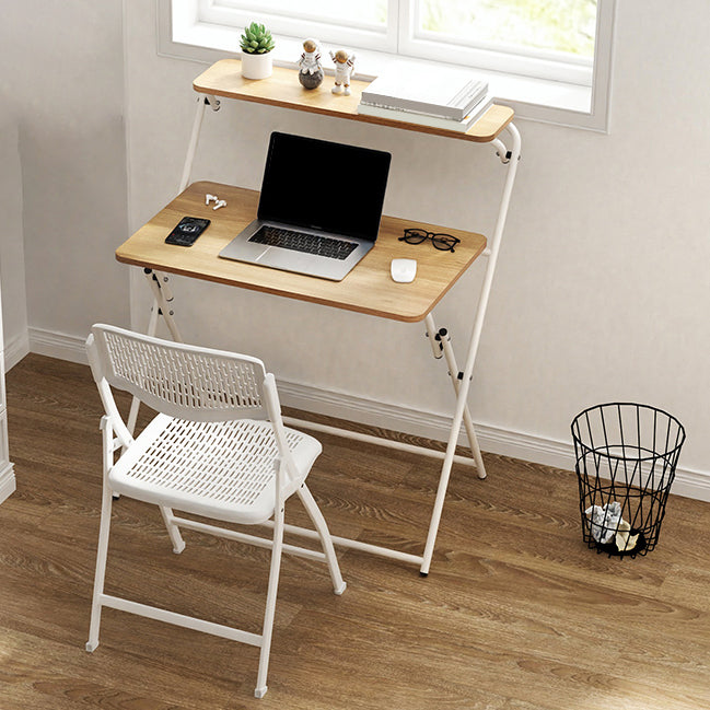 Study Desk Wood with Storage Shelves Light Wood Foldable Home Writing Desk