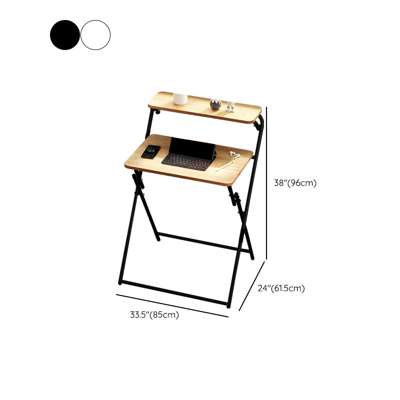 Study Desk Wood with Storage Shelves Light Wood Foldable Home Writing Desk