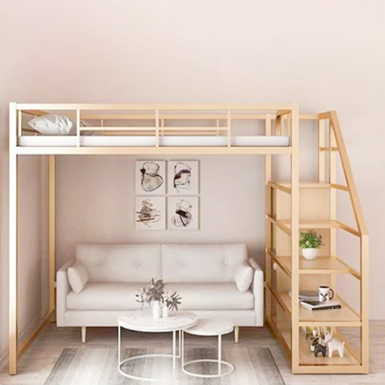 Metal Loft Bed Contemporary Kids Bed with Open Frame Headboard