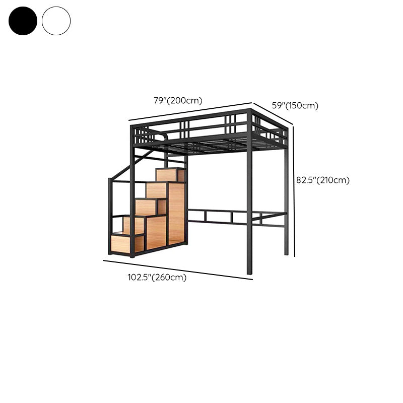 Metal Loft Bed Contemporary Kids Bed with Open Frame Headboard