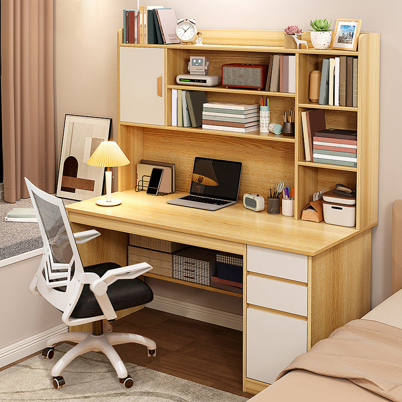 Study Desk Wood with Storage Shelves Desk with Drawer Home Computer Desk