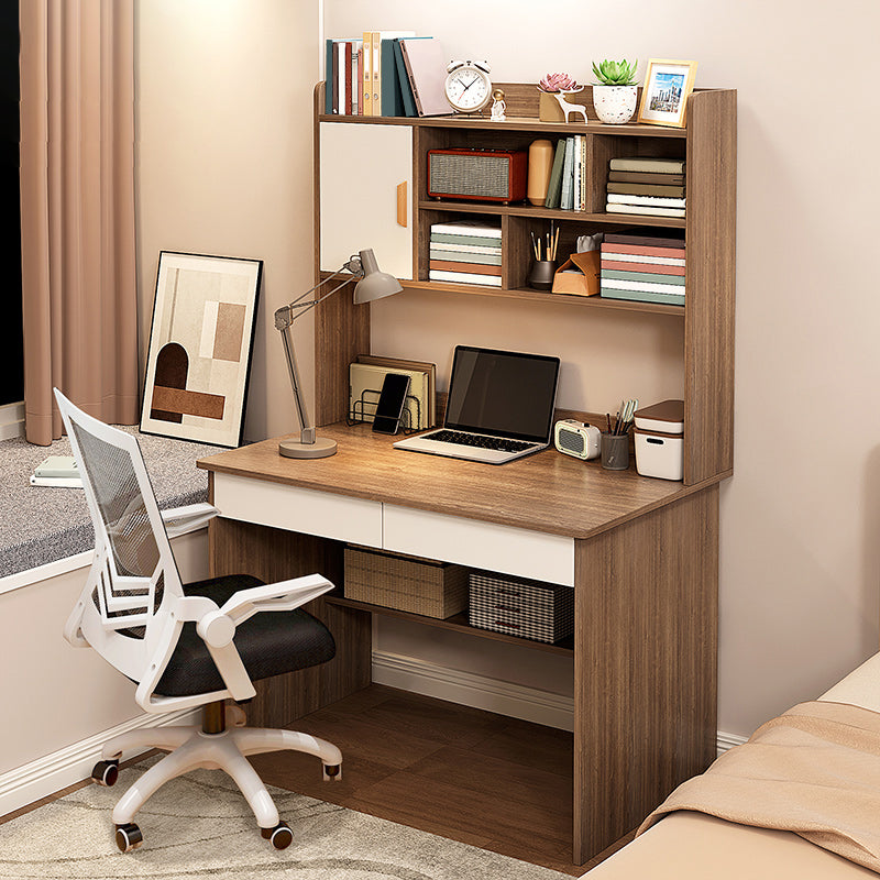 Study Desk Wood with Storage Shelves Desk with Drawer Home Computer Desk