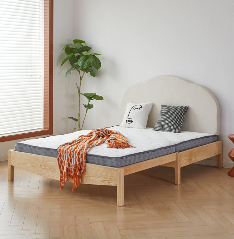 Contemporary Daybed Solid Wood Upholstered Headboard Natural with Guardrail