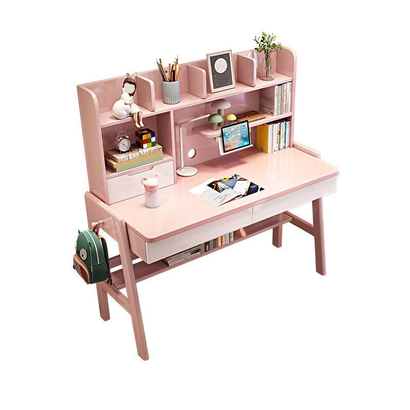 Contemporary Student Desk with Side Storage Hook in Solid Wood