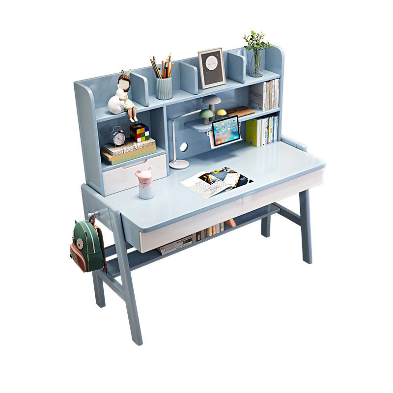 Contemporary Student Desk with Side Storage Hook in Solid Wood