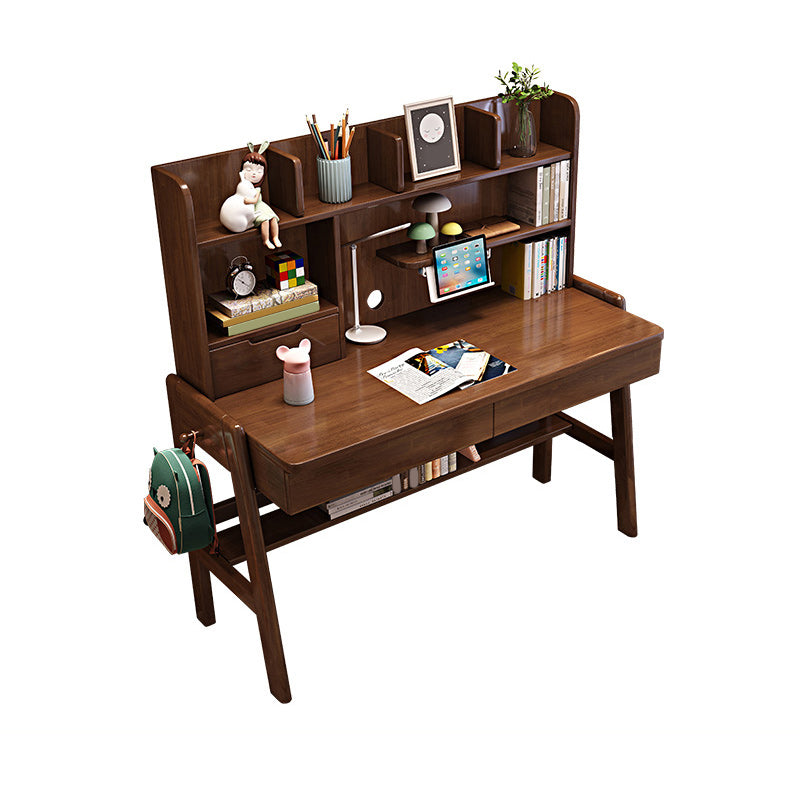 Contemporary Student Desk with Side Storage Hook in Solid Wood