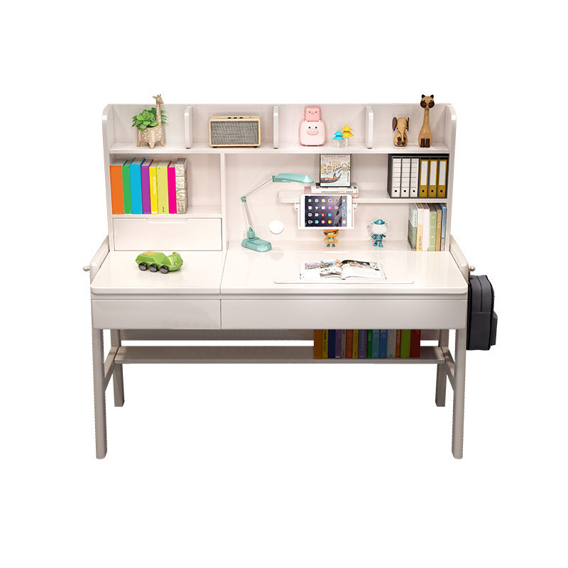 Contemporary Student Table in Solid Wood with Side Storage Hook