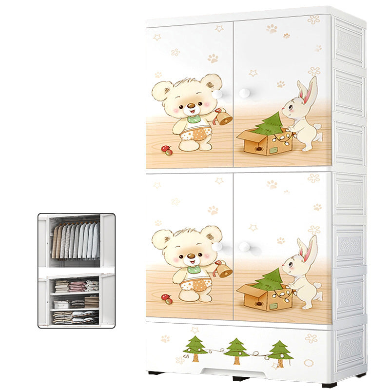 White Animal Pattern Coat Locker High Gloss 2-Door Urban Closet