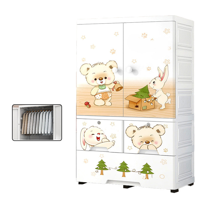 White Animal Pattern Coat Locker High Gloss 2-Door Urban Closet