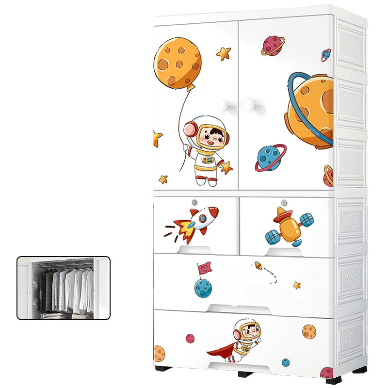 White Animal Pattern Coat Locker High Gloss 2-Door Urban Closet