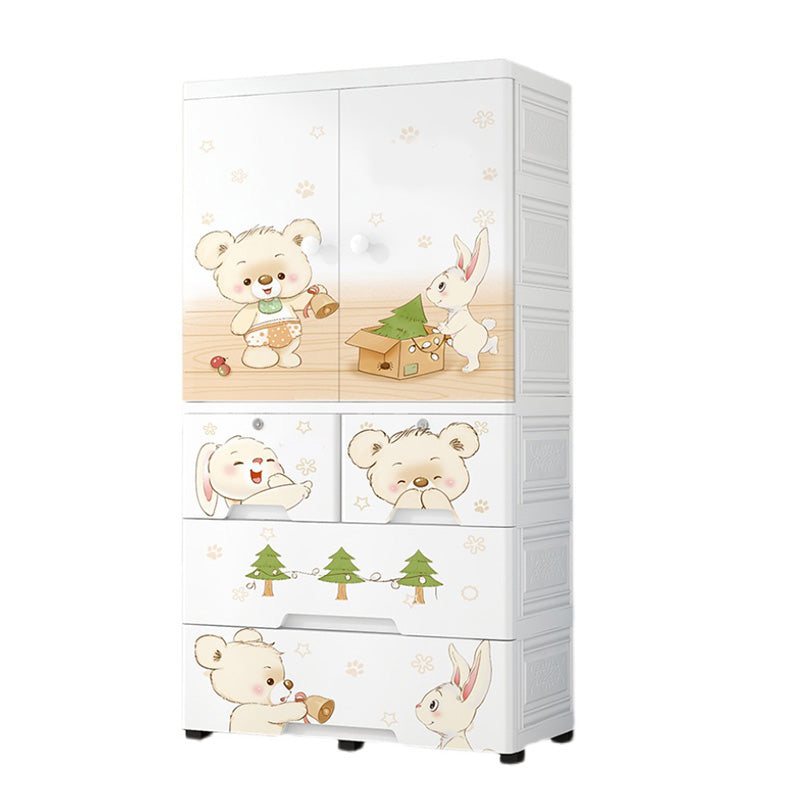 White Animal Pattern Coat Locker High Gloss 2-Door Urban Closet