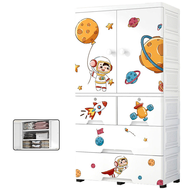 White Animal Pattern Coat Locker High Gloss 2-Door Urban Closet