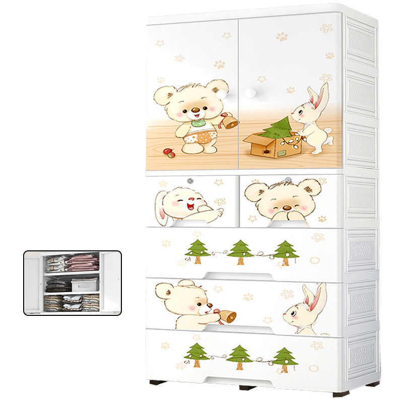 White Animal Pattern Coat Locker High Gloss 2-Door Urban Closet