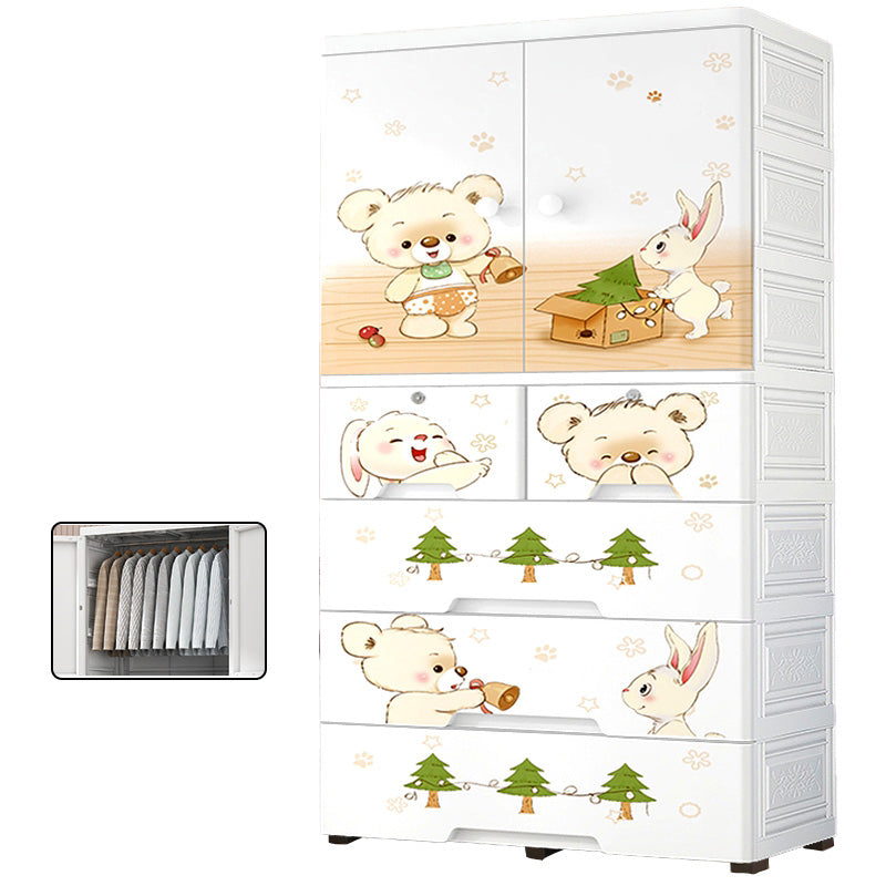 White Animal Pattern Coat Locker High Gloss 2-Door Urban Closet