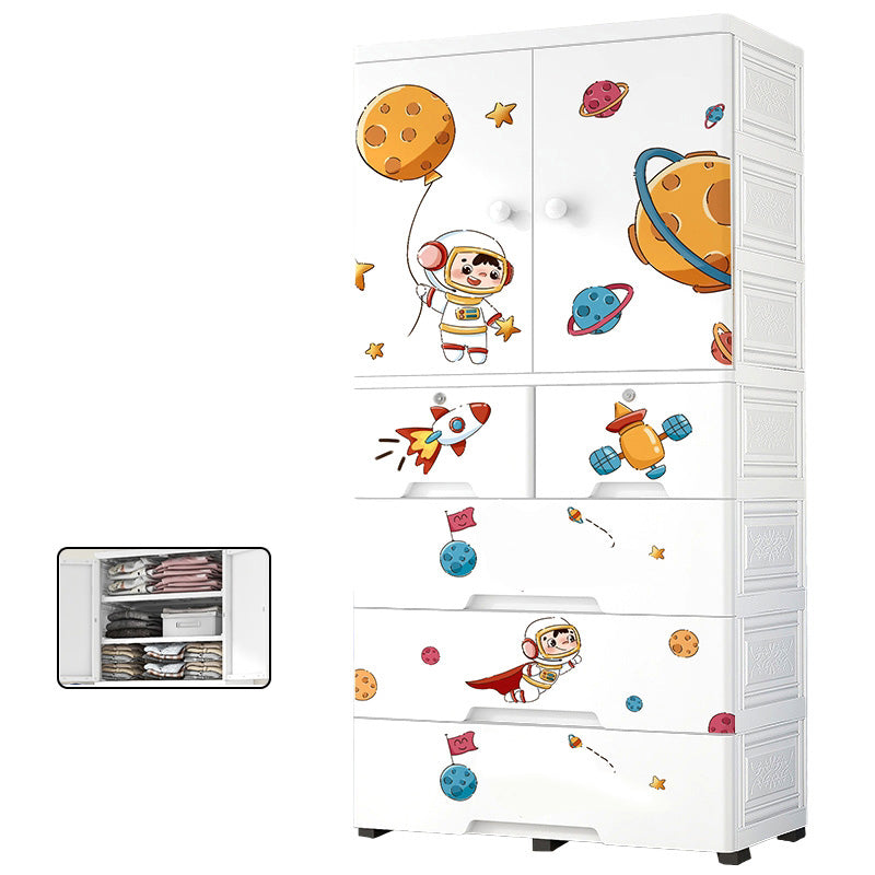 White Animal Pattern Coat Locker High Gloss 2-Door Urban Closet