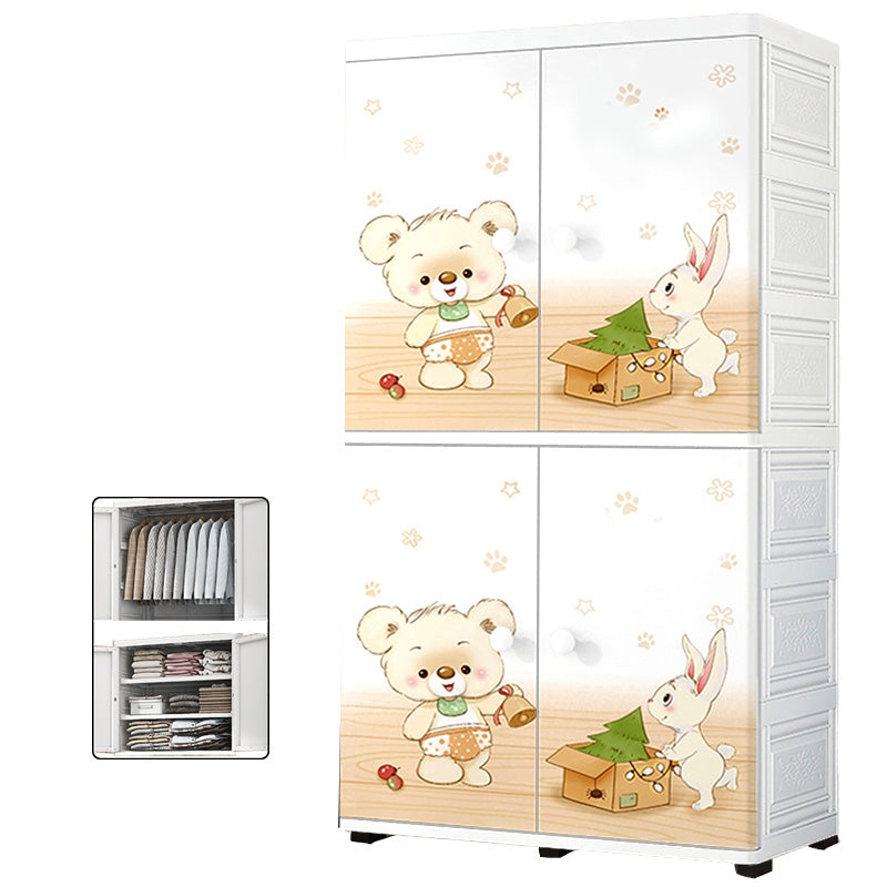 White Animal Pattern Coat Locker High Gloss 2-Door Urban Closet