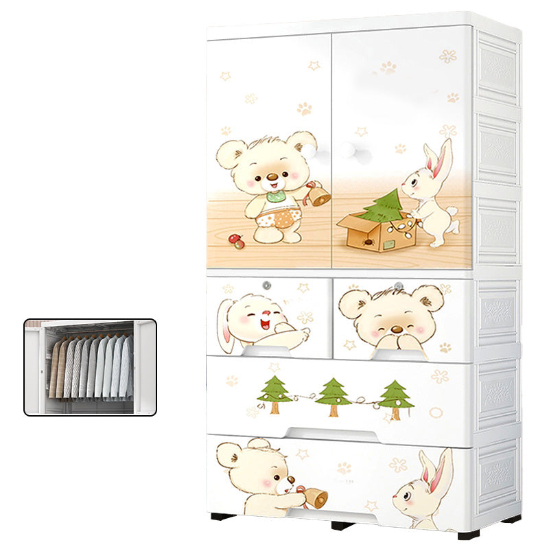 White Animal Pattern Coat Locker High Gloss 2-Door Urban Closet