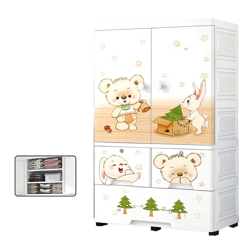 White Animal Pattern Coat Locker High Gloss 2-Door Urban Closet