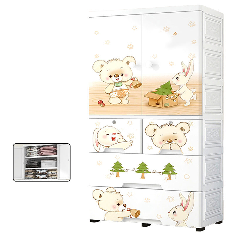 White Animal Pattern Coat Locker High Gloss 2-Door Urban Closet