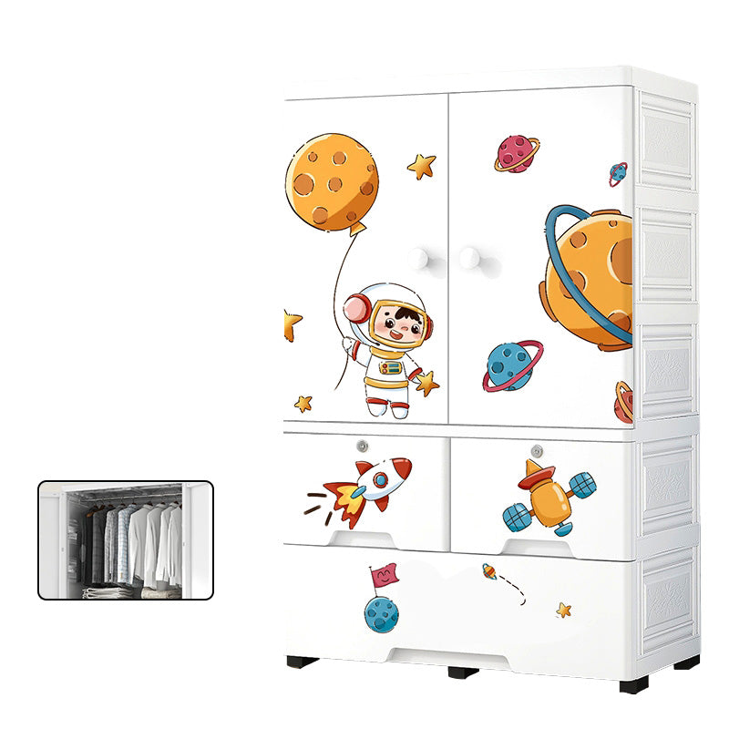 White Urban Kid's Wardrobe Animal Plastic 2-Door Coat Locker