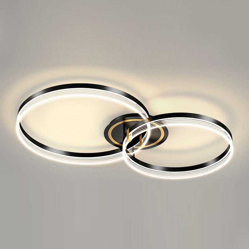 Black Modern Metal Flush Mount Circle Shape Ceiling Light with Acrylic Shade for Bedroom