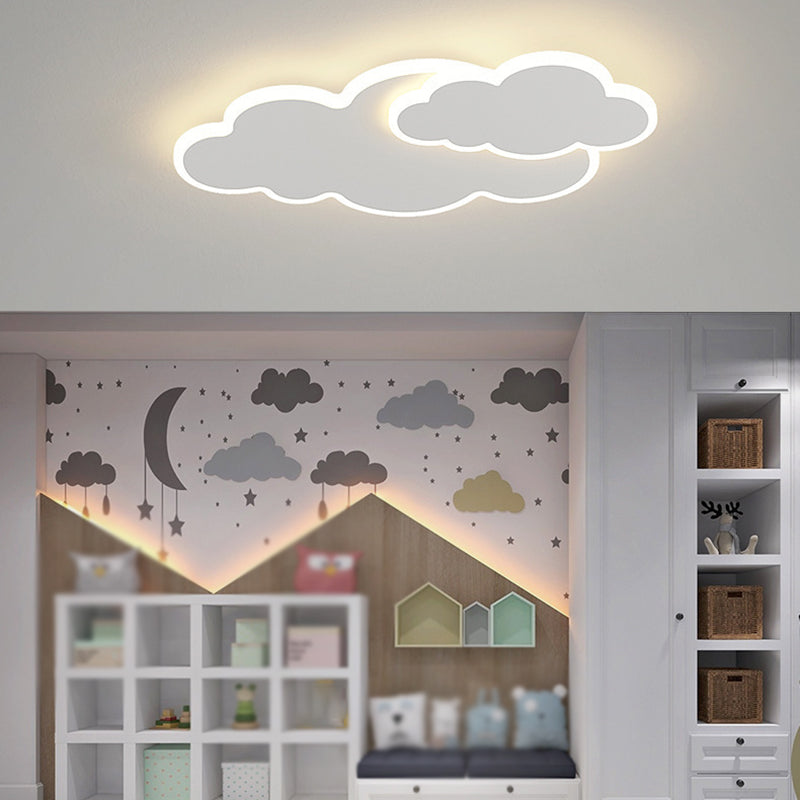 Modern Clouds Shape Flush Mount Lighting Metal 2 Lights Flush Ceiling Lights