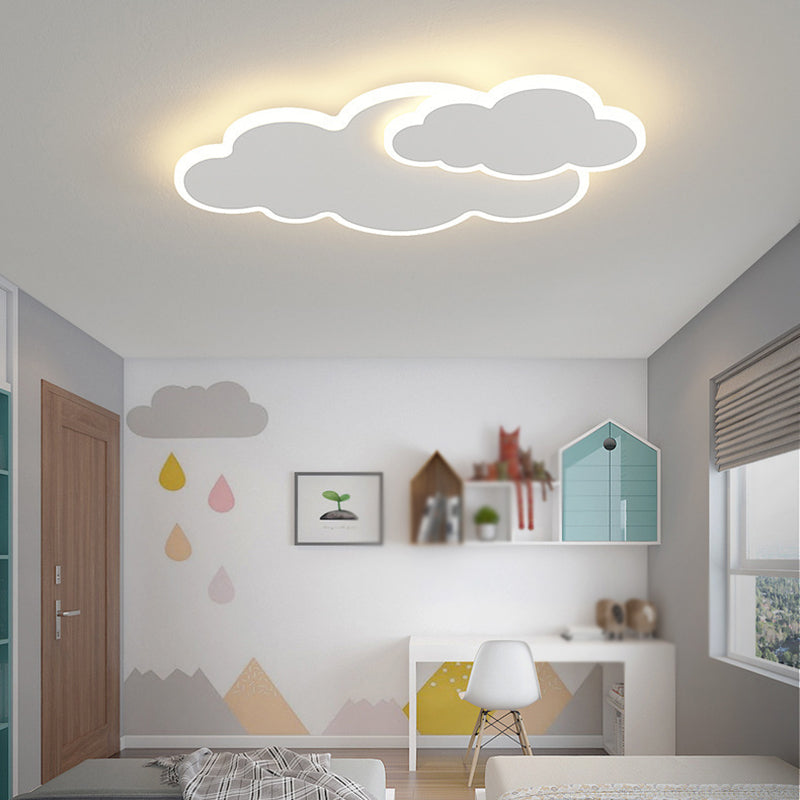 Modern Clouds Shape Flush Mount Lighting Metal 2 Lights Flush Ceiling Lights