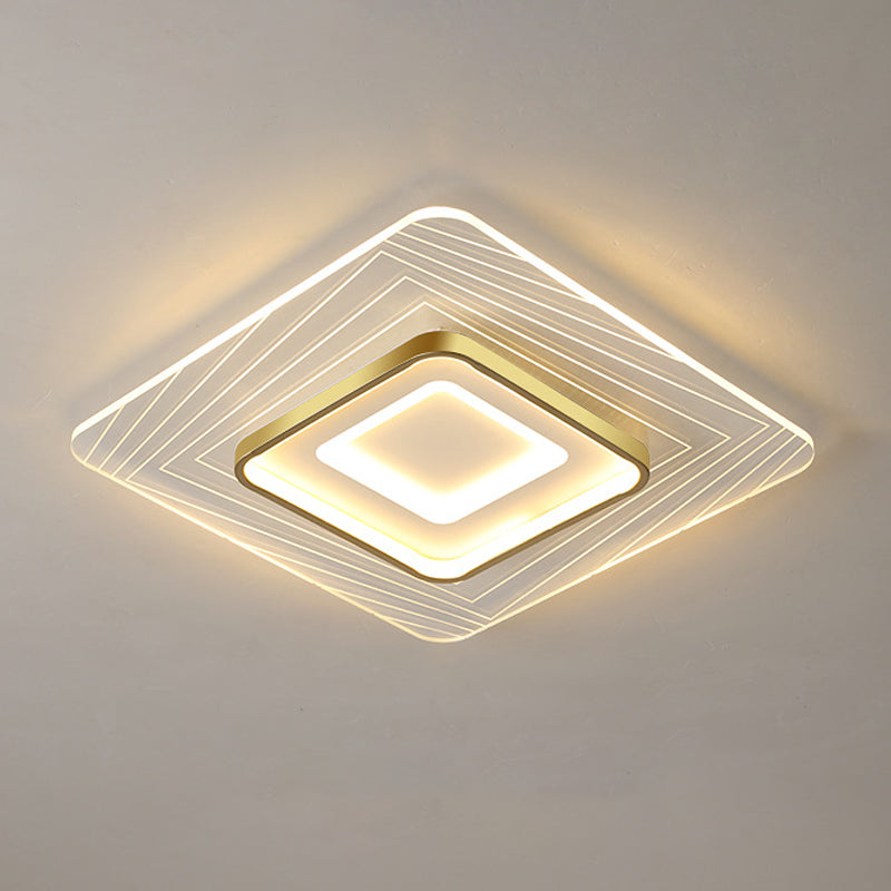 2 Lights Geometric Flush Light Modern Metal Flush Mount Lights for Bedroom