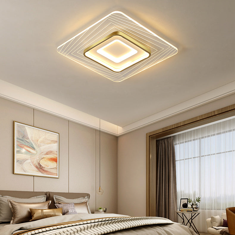 2 Lights Geometric Flush Light Modern Metal Flush Mount Lights for Bedroom