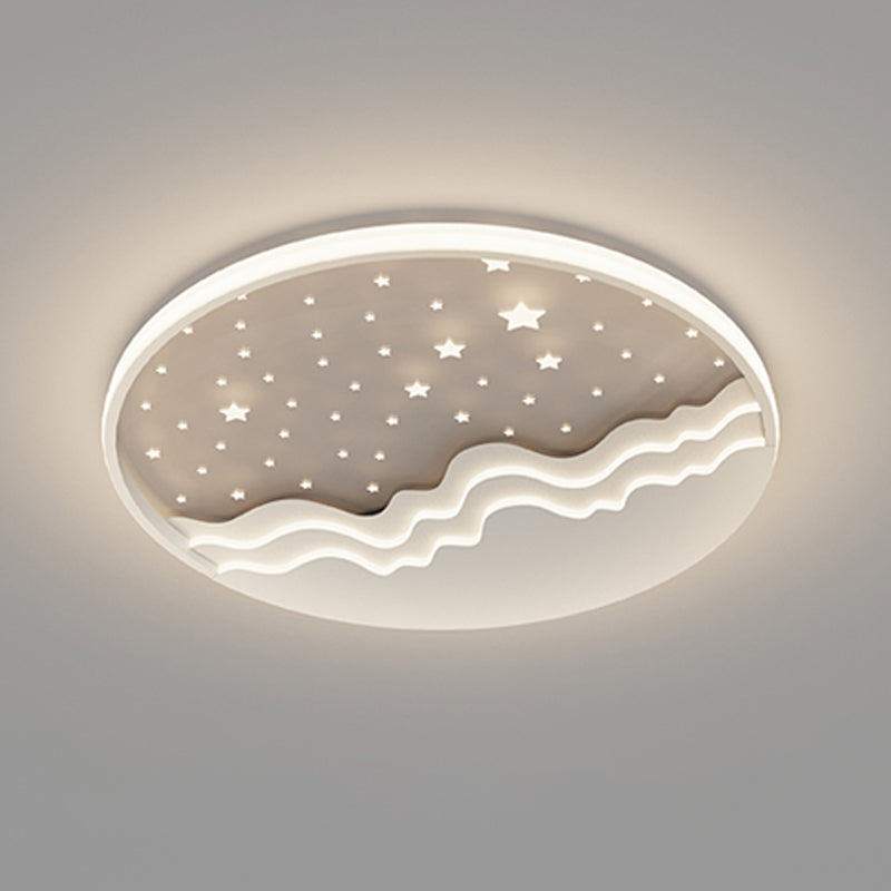 LED Modern Metal Flush Mount Circle Shape Ceiling Lamp with Silicone Shade for Living Room