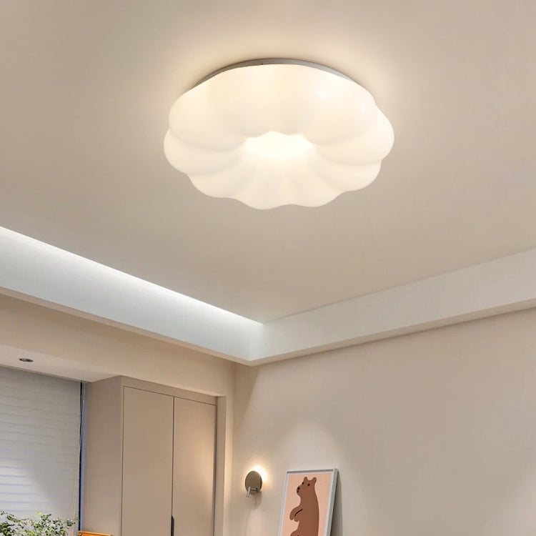 Modern Metal Flush Mount Pumpkin Shape Ceiling Light with Acrylic Shade for Living Room