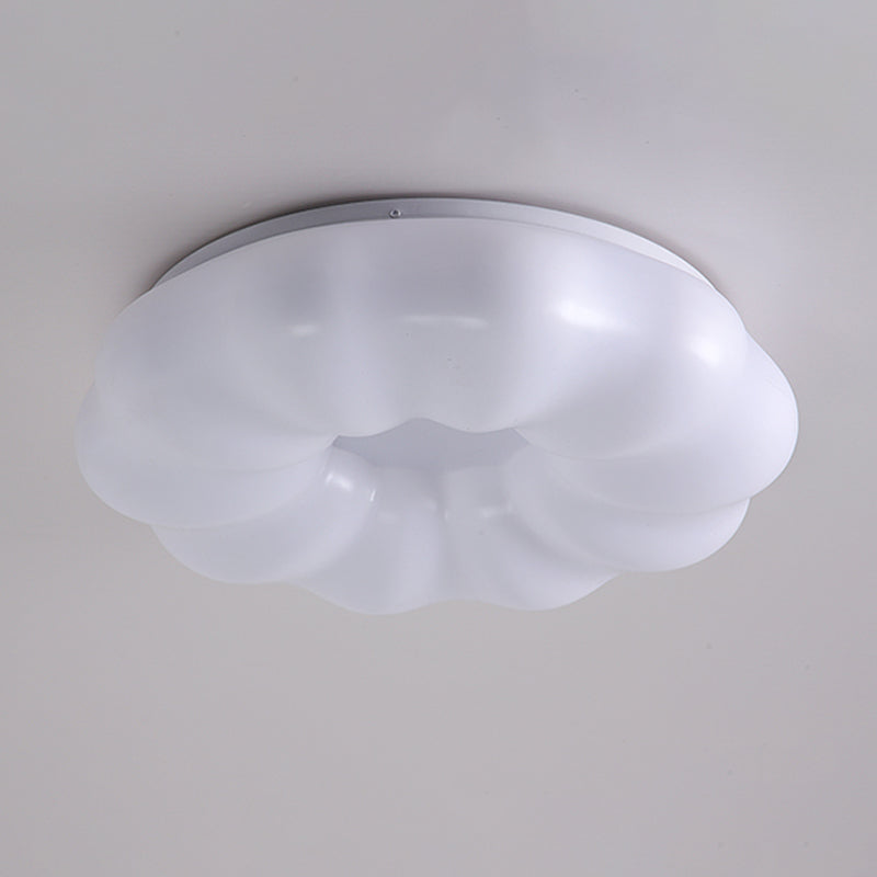 Modern Metal Flush Mount Pumpkin Shape Ceiling Light with Acrylic Shade for Living Room