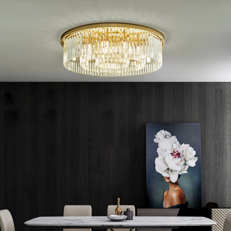 Nordic Crystal Ceiling Lamp Round Flush Mount Light Fixture for Bedroom