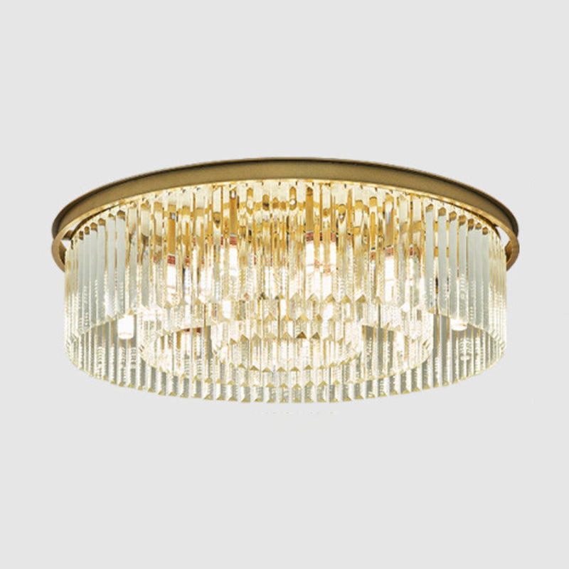 Nordic Crystal Ceiling Lamp Round Flush Mount Light Fixture for Bedroom