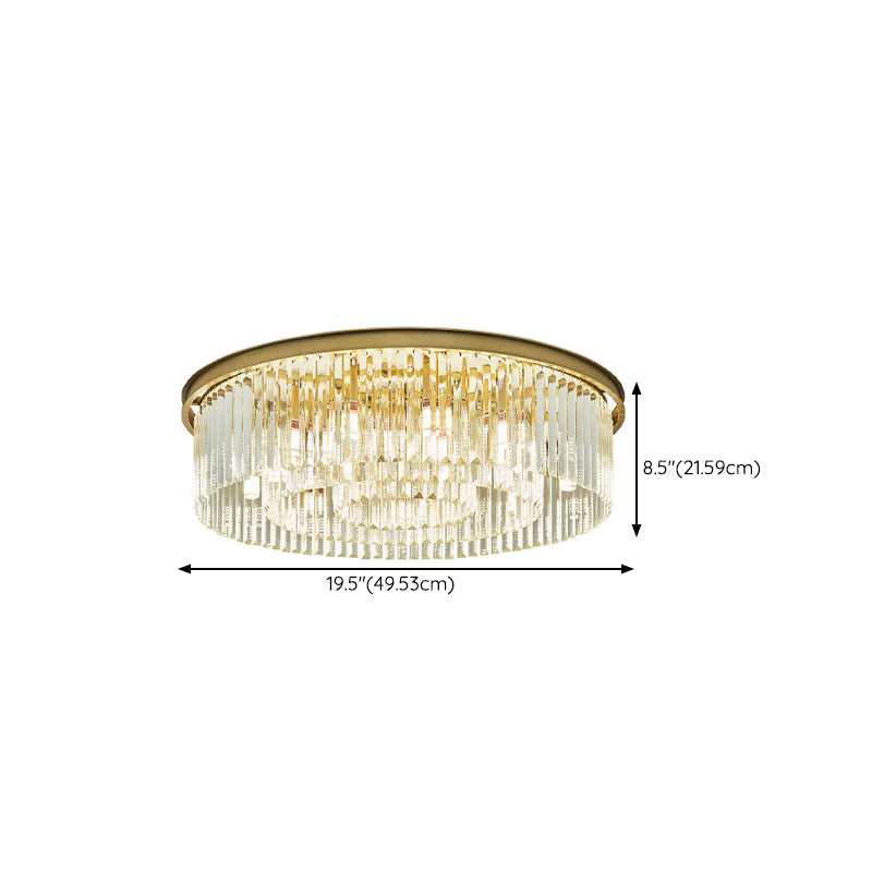 Nordic Crystal Ceiling Lamp Round Flush Mount Light Fixture for Bedroom