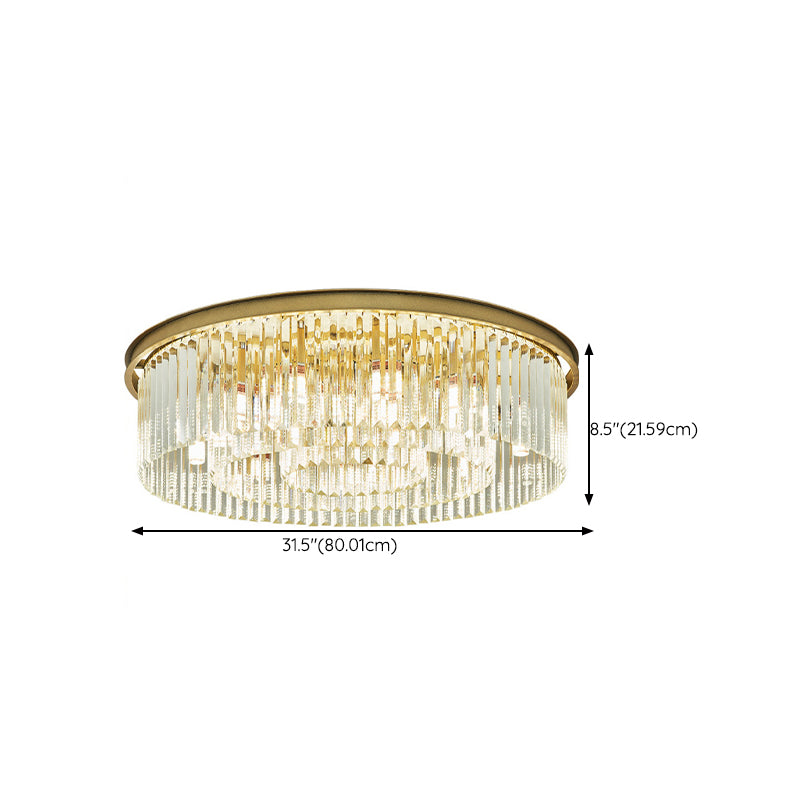 Nordic Crystal Ceiling Lamp Round Flush Mount Light Fixture for Bedroom