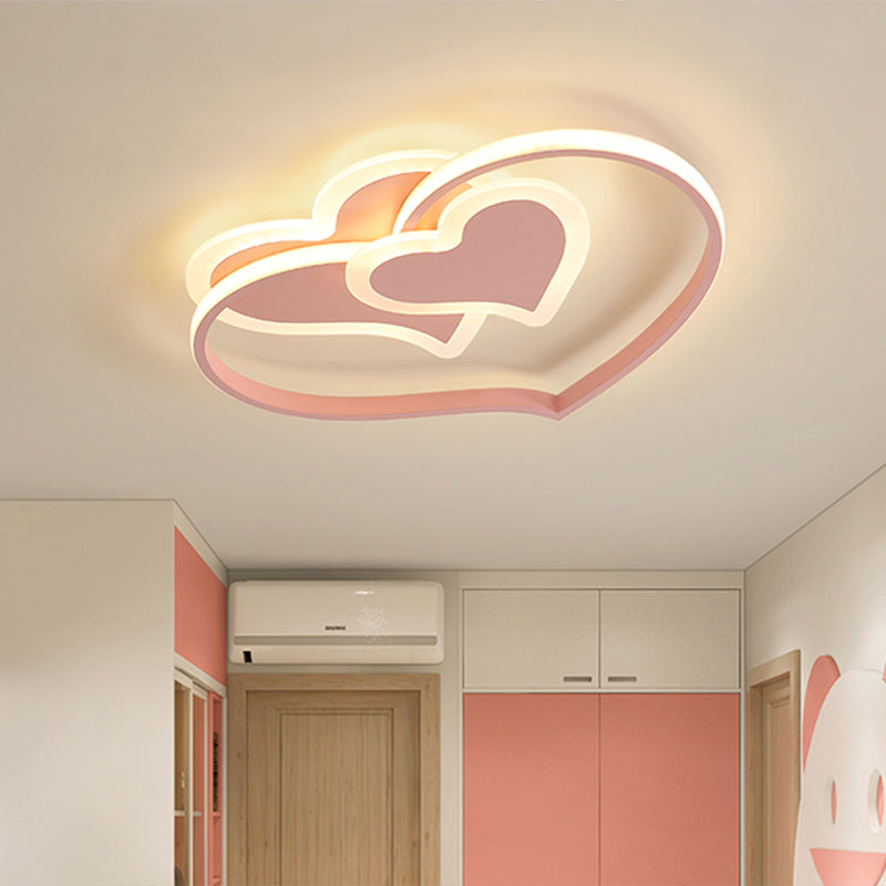 Luminaire LED encastré pour chambre à coucher, finition moderne noir/blanc/rose, montage encastré au plafond avec abat-jour en acrylique en forme de cœur aimant