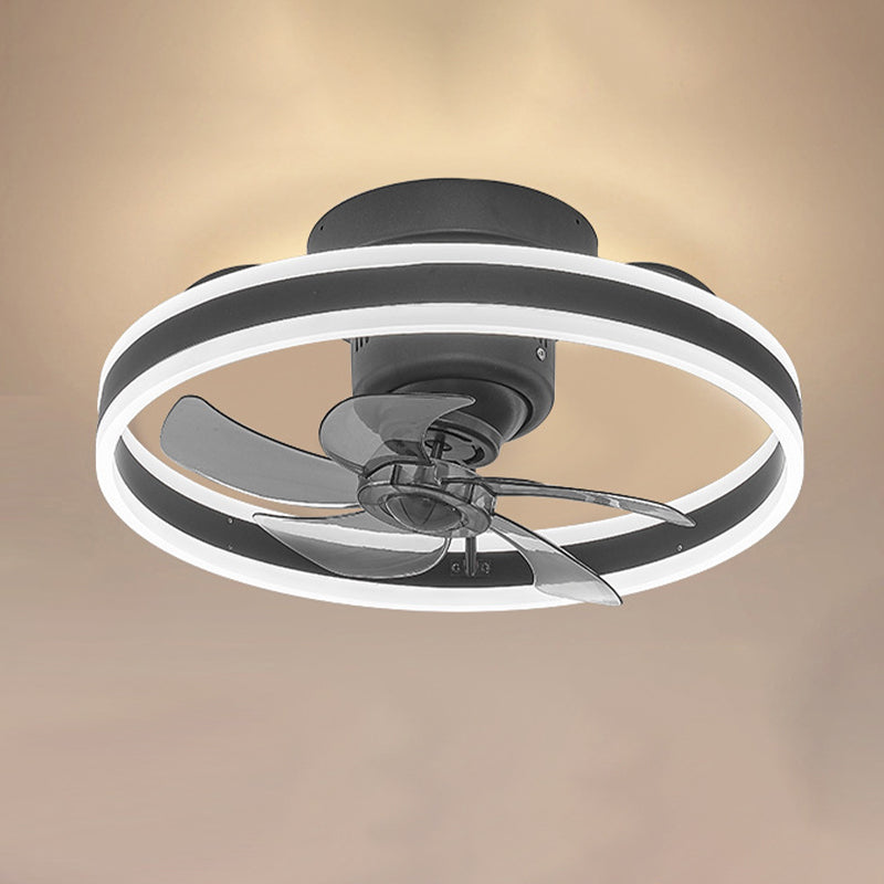 Single Black/Brown/White Ceiling Fan Lamp LED Metal Ceiling Fan Light for Living Room