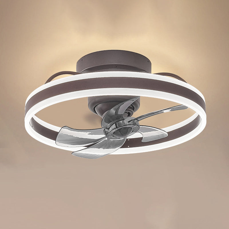 Single Black/Brown/White Ceiling Fan Lamp LED Metal Ceiling Fan Light for Living Room