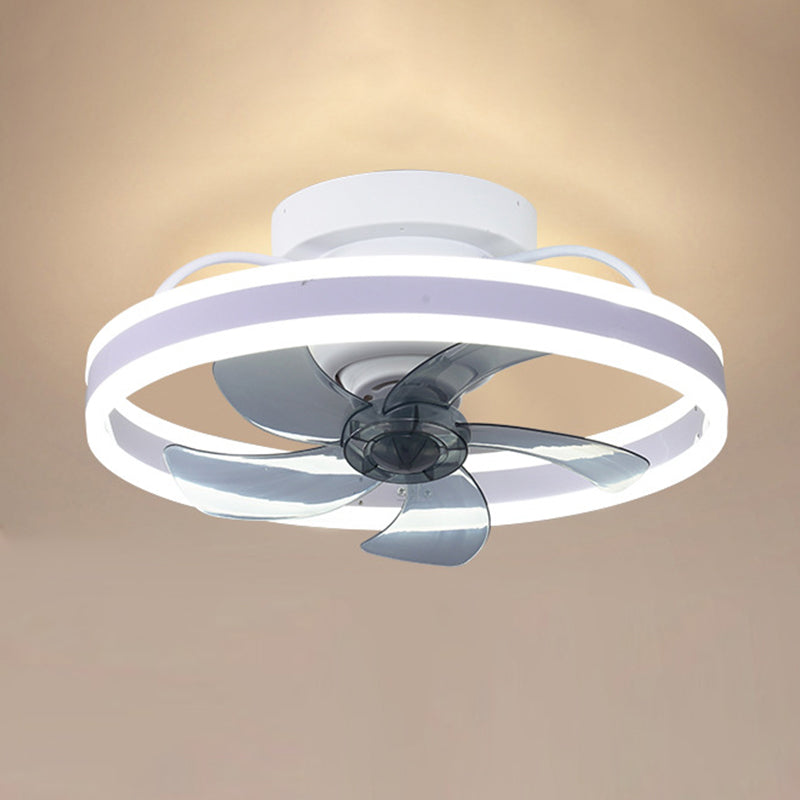 Single Black/Brown/White Ceiling Fan Lamp LED Metal Ceiling Fan Light for Living Room