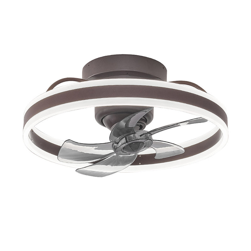 Single Black/Brown/White Ceiling Fan Lamp LED Metal Ceiling Fan Light for Living Room