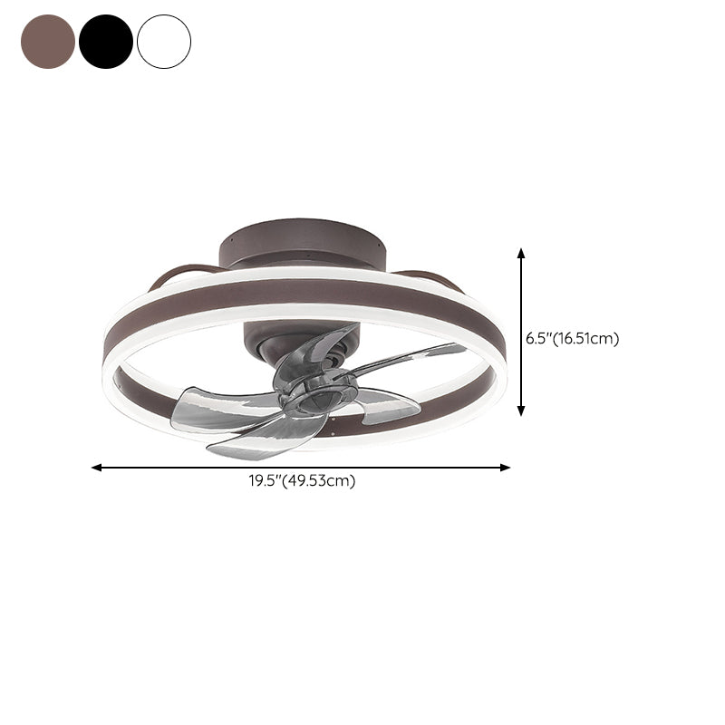 Single Black/Brown/White Ceiling Fan Lamp LED Metal Ceiling Fan Light for Living Room