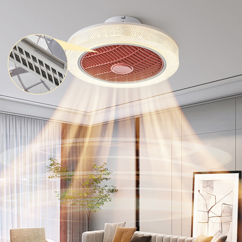 Single Polished Ceiling Fan Lamp LED Shaded Ceiling Fan Light for Living Room