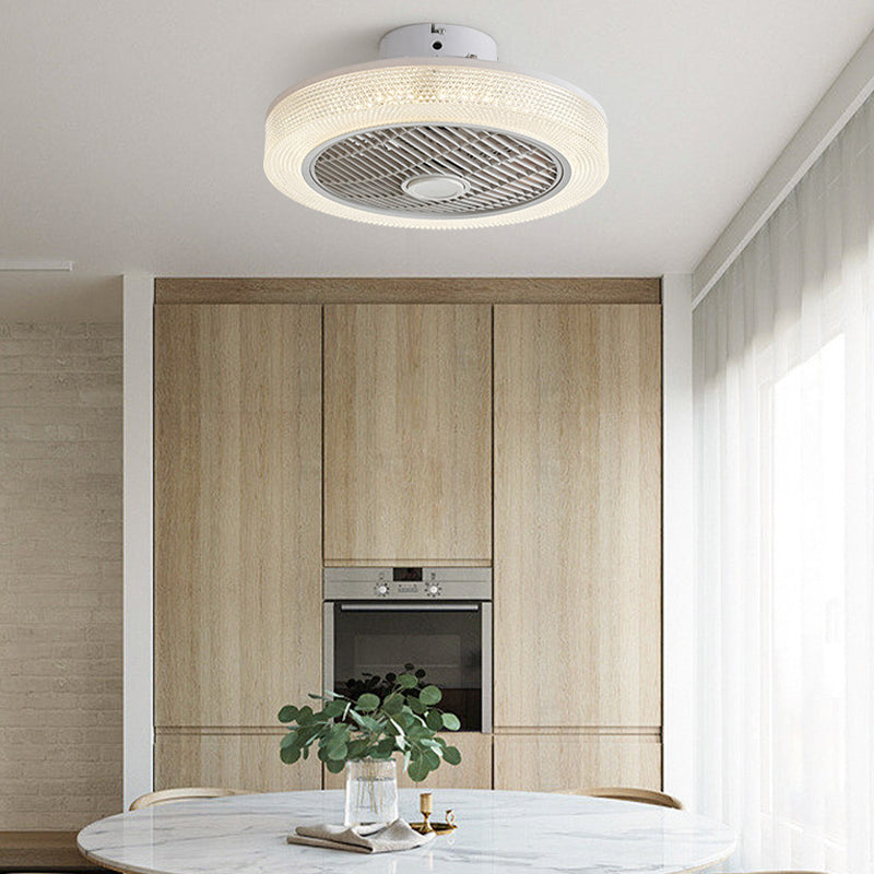 Single Polished Ceiling Fan Lamp LED Shaded Ceiling Fan Light for Living Room