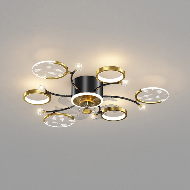 6/8/10-Light Golden Ceiling Fan Lamp LED Ceiling Fan Light for Living Room