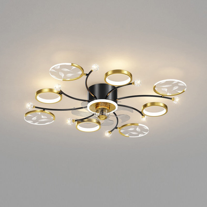 6/8/10-Light Golden Ceiling Fan Lamp LED Ceiling Fan Light for Living Room