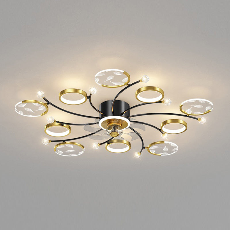 6/8/10-Light Golden Ceiling Fan Lamp LED Ceiling Fan Light for Living Room