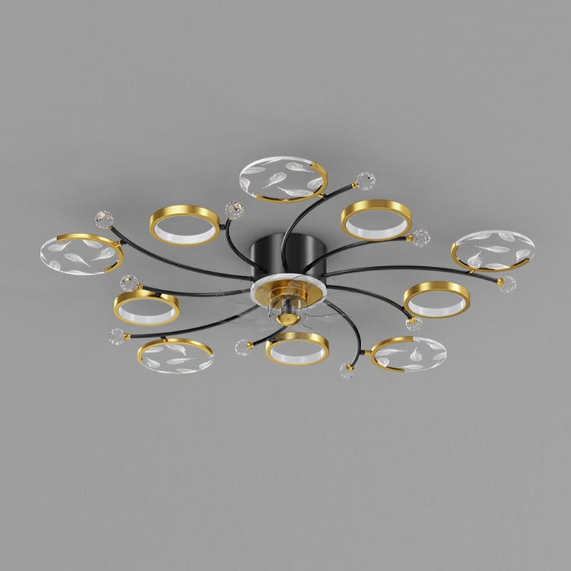 6/8/10-Light Golden Ceiling Fan Lamp LED Ceiling Fan Light for Living Room